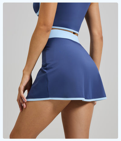 Linear Anti-exposure Built-in Pocket Fitness Yoga Fake Two-piece Skirts