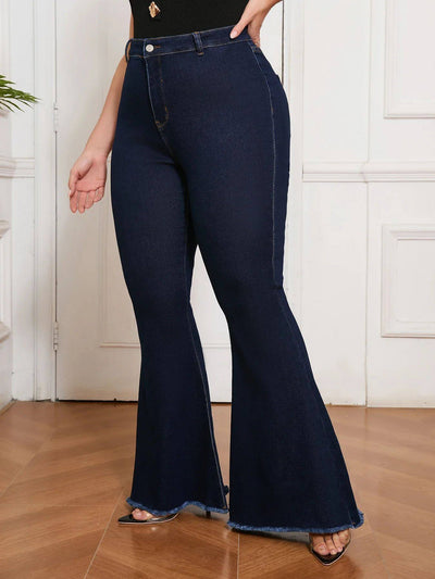 Curvy Fit High Waisted Flared Jeans For Women Plus Size Sret
