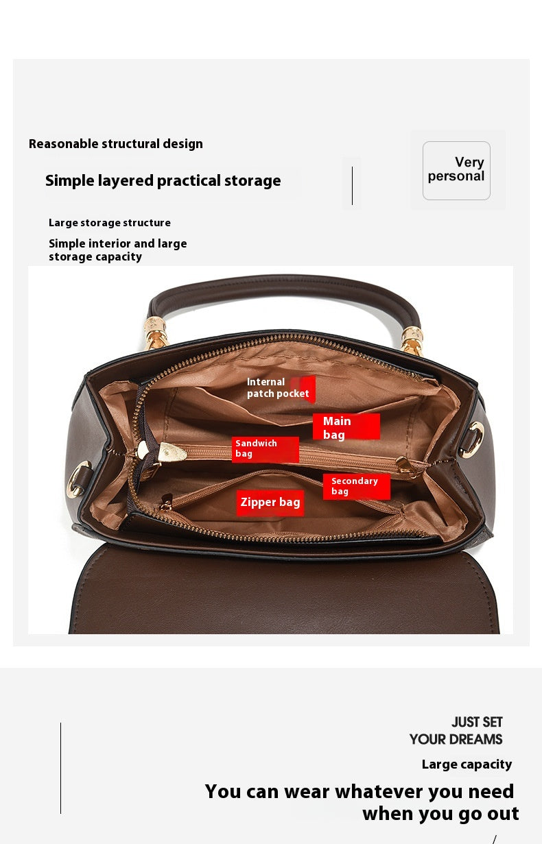 Vintage Exquisite Letter-printed Women's Handbag Fashion Printed Casual Simple Handbag Women's Cross-body Bag