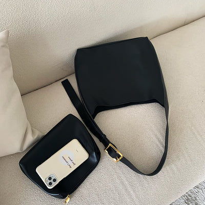 Women's Shoulder Bag Solid Fashion Handbag Crossbody Bag Women's Minimalist PU Leather Bag
