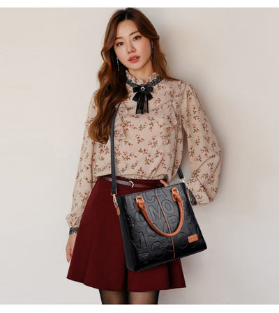 Women's Large Capacity Leather Printing Shoulder Bag