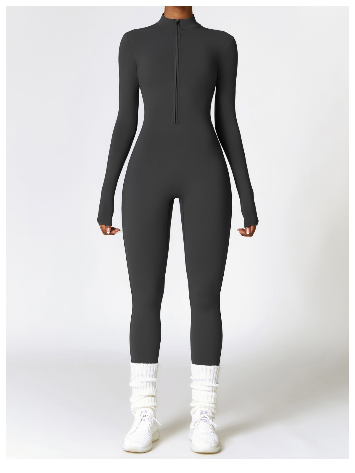 Winter Fleece-lined Yoga Jumpsuit Long Sleeve Warm