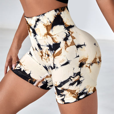 Seamless Peach Hip Raise Tie-dye Yoga Shorts