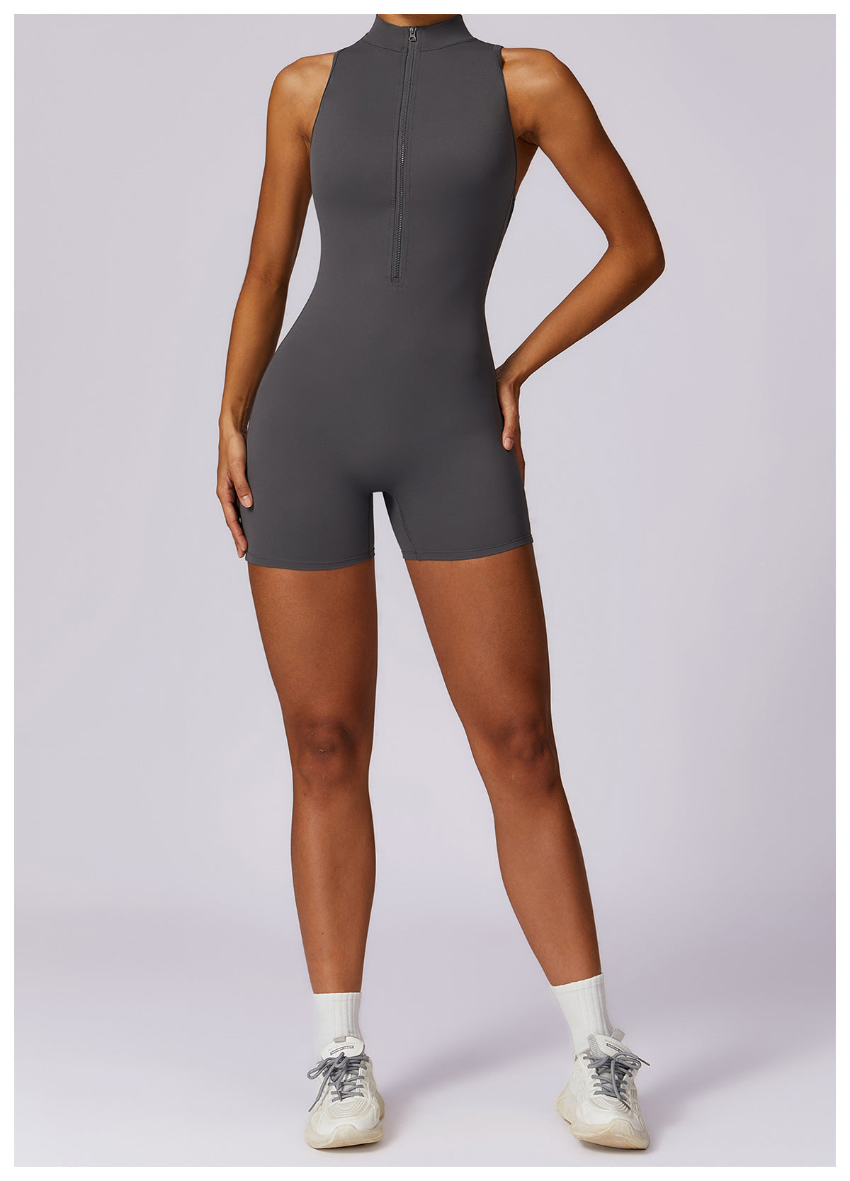 Fitness Yoga Jumpsuit With Zipper Summer Backless Shorts Jumpsuit Bodysuit For Women Clothing