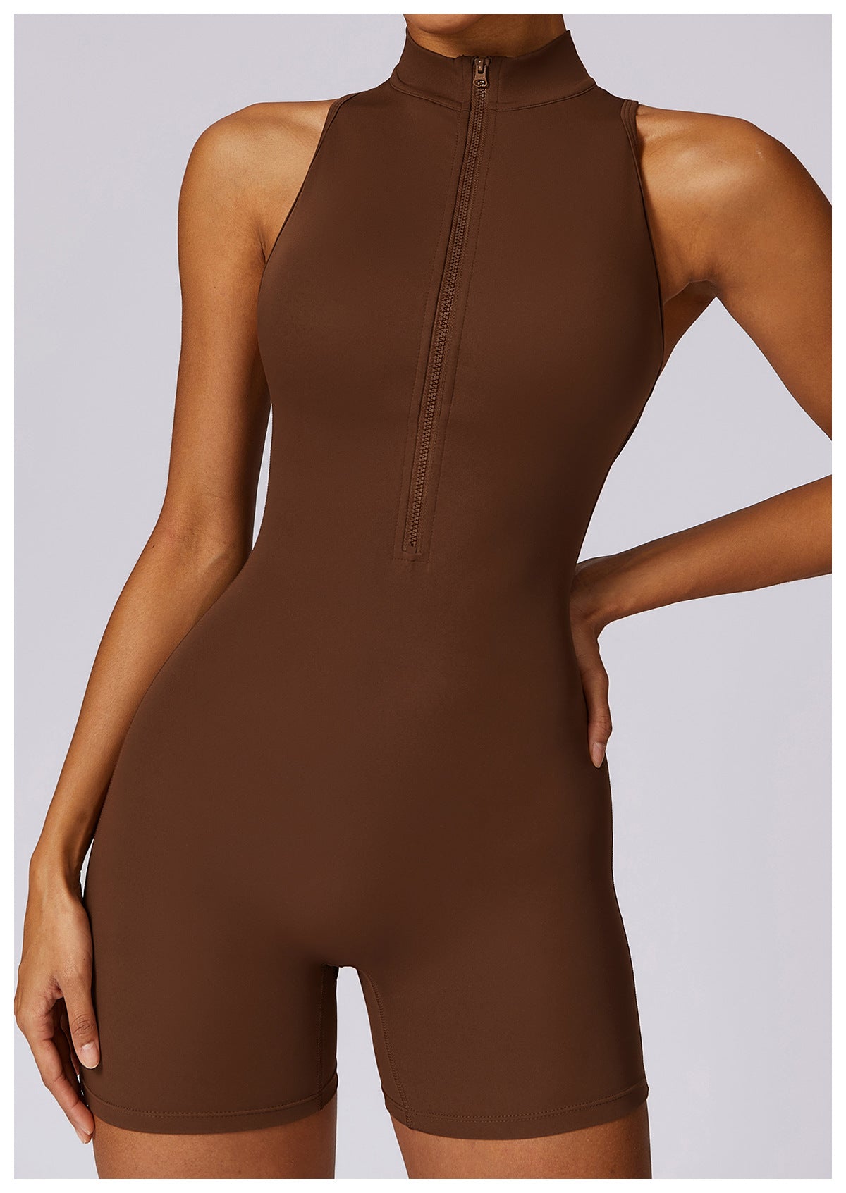 Fitness Yoga Jumpsuit With Zipper Summer Backless Shorts Jumpsuit Bodysuit For Women Clothing