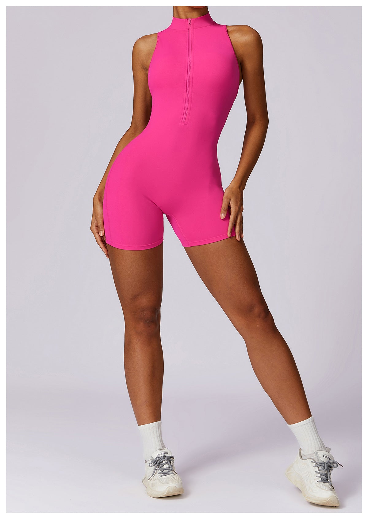 Fitness Yoga Jumpsuit With Zipper Summer Backless Shorts Jumpsuit Bodysuit For Women Clothing