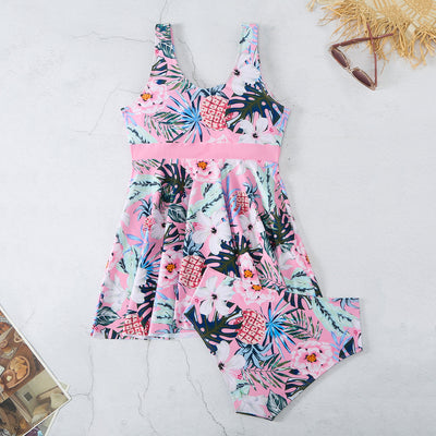 Women's V-neck Printed Split Bikini Swimsuit