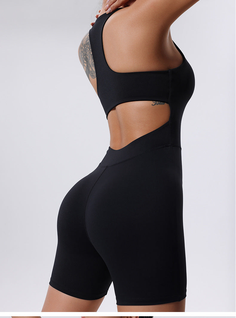 Women's Summer Yoga Zipper Backless Jumpsuit