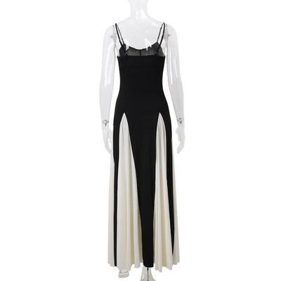 Women's Fashion Color Contrast Sling Dress