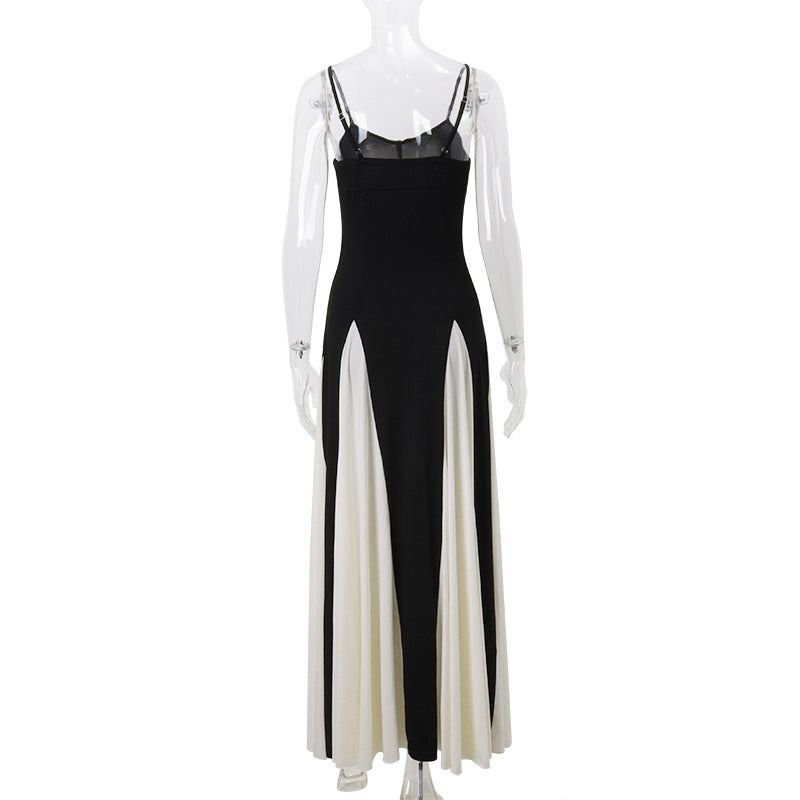 Women's Fashion Color Contrast Sling Dress