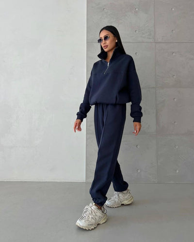 Y2K Winter Jogging Women Two Piece Set Female Zipper Coat Casual Pants Tracksuit Autumn Jacket Fashion Contrast Sport Wear Set