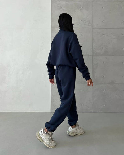 Y2K Winter Jogging Women Two Piece Set Female Zipper Coat Casual Pants Tracksuit Autumn Jacket Fashion Contrast Sport Wear Set