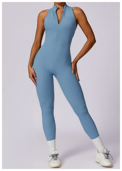 Quick-drying Zipper Yoga Jumpsuit Fitness Training Sports Tights