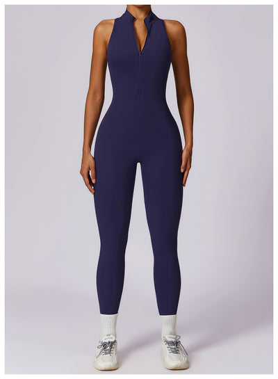 Quick-drying Zipper Yoga Jumpsuit Fitness Training Sports Tights