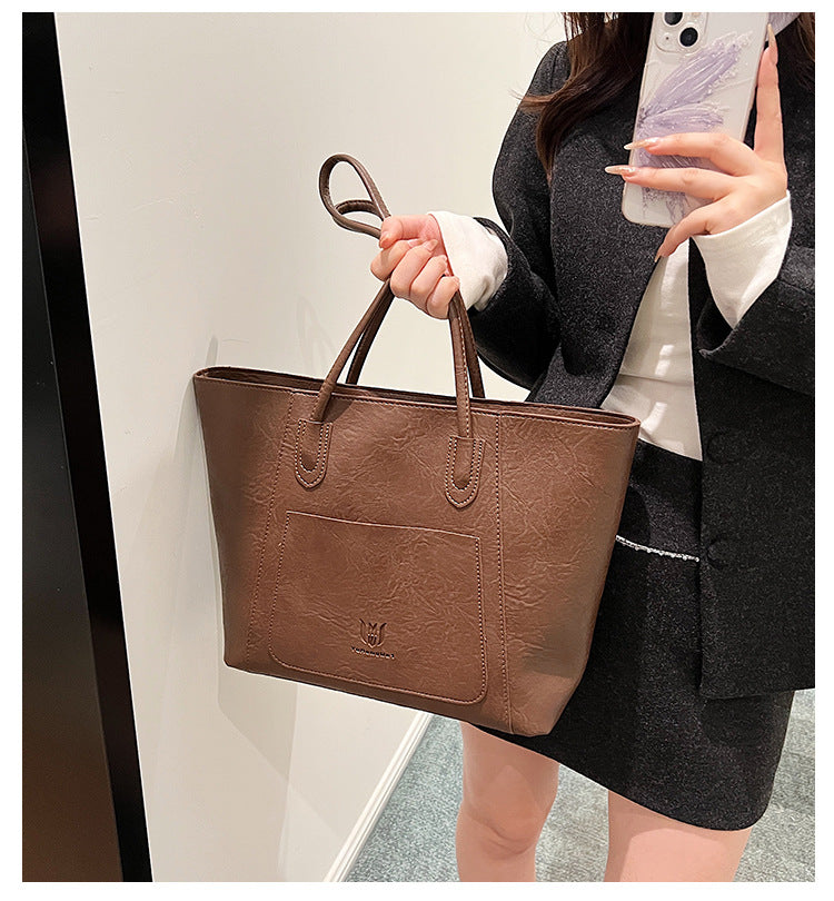 Casual Retro Shoulder Bag Texture Class Commuter Tote