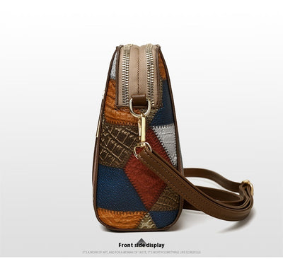Fashion Soft Leather Stitching Shoulder Bag