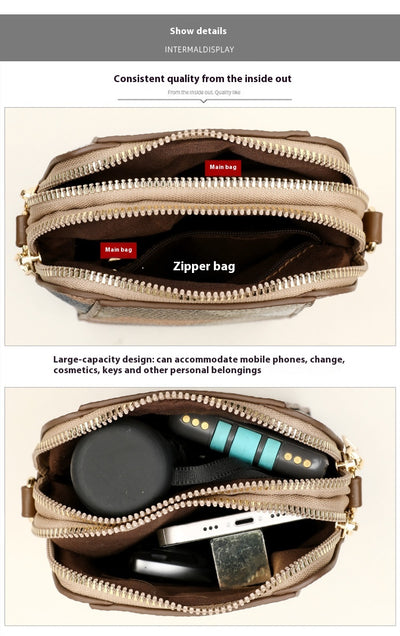 Fashion Soft Leather Stitching Shoulder Bag