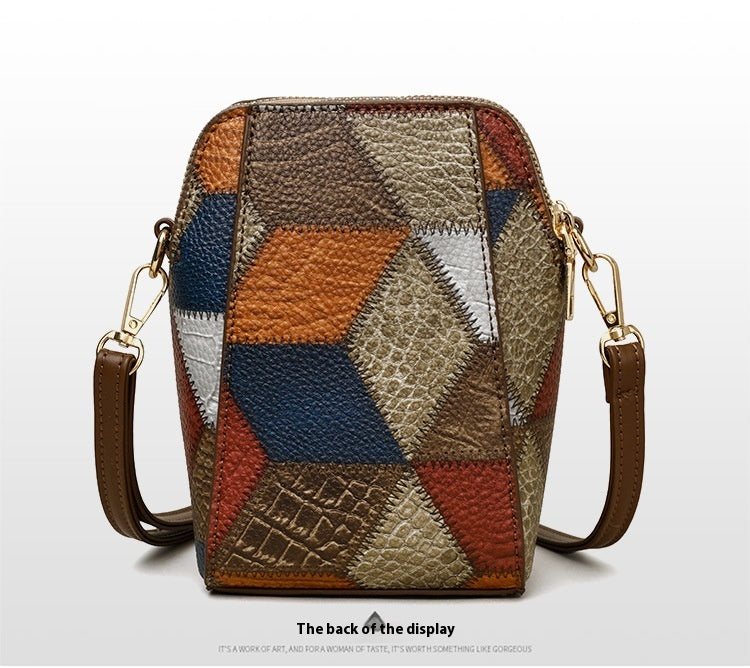 Fashion Soft Leather Stitching Shoulder Bag
