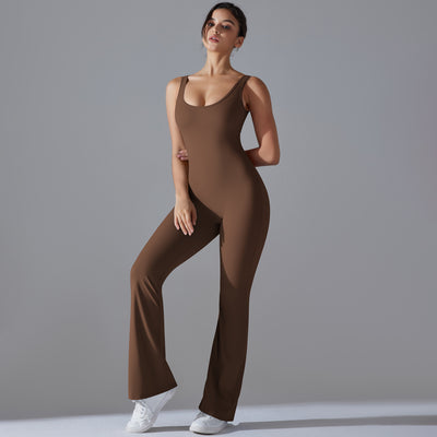Beauty Back Hip Lifting Long Slim Wide Leg Jumpsuit