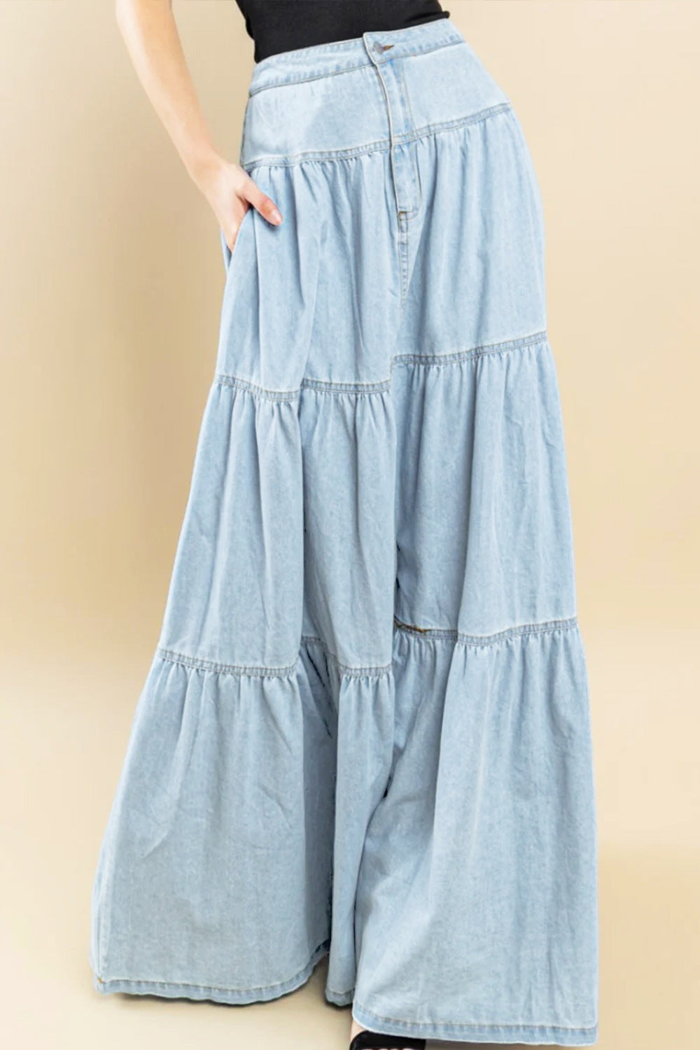 Low Waist Distressed Vacation Style Cake All-matching Jeans Skirt