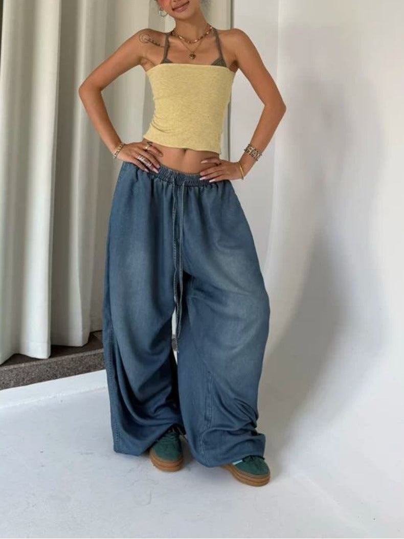 Retro High Street Wide Leg Loose Jeans