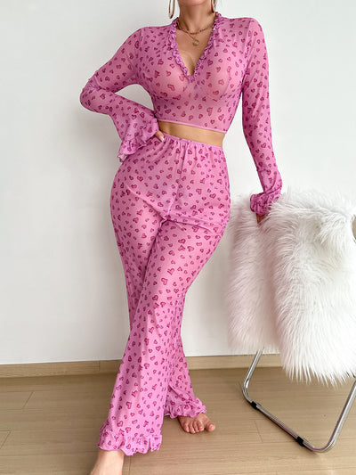 Love Perspective Long Sleeve Sexy Lingerie Set