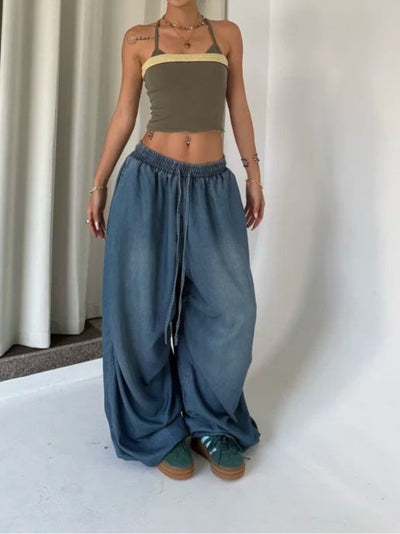 Retro High Street Wide Leg Loose Jeans