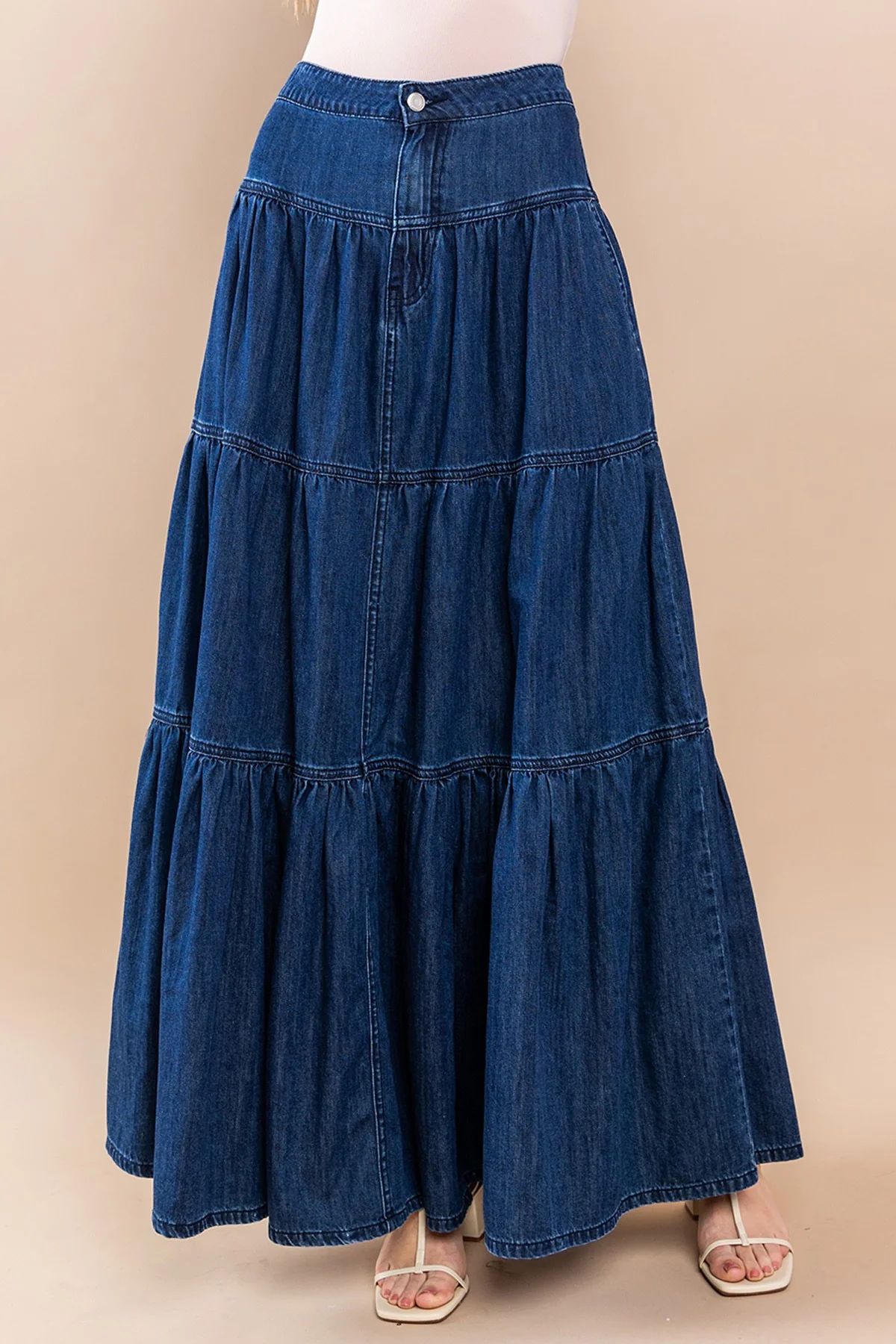 Low Waist Distressed Vacation Style Cake All-matching Jeans Skirt