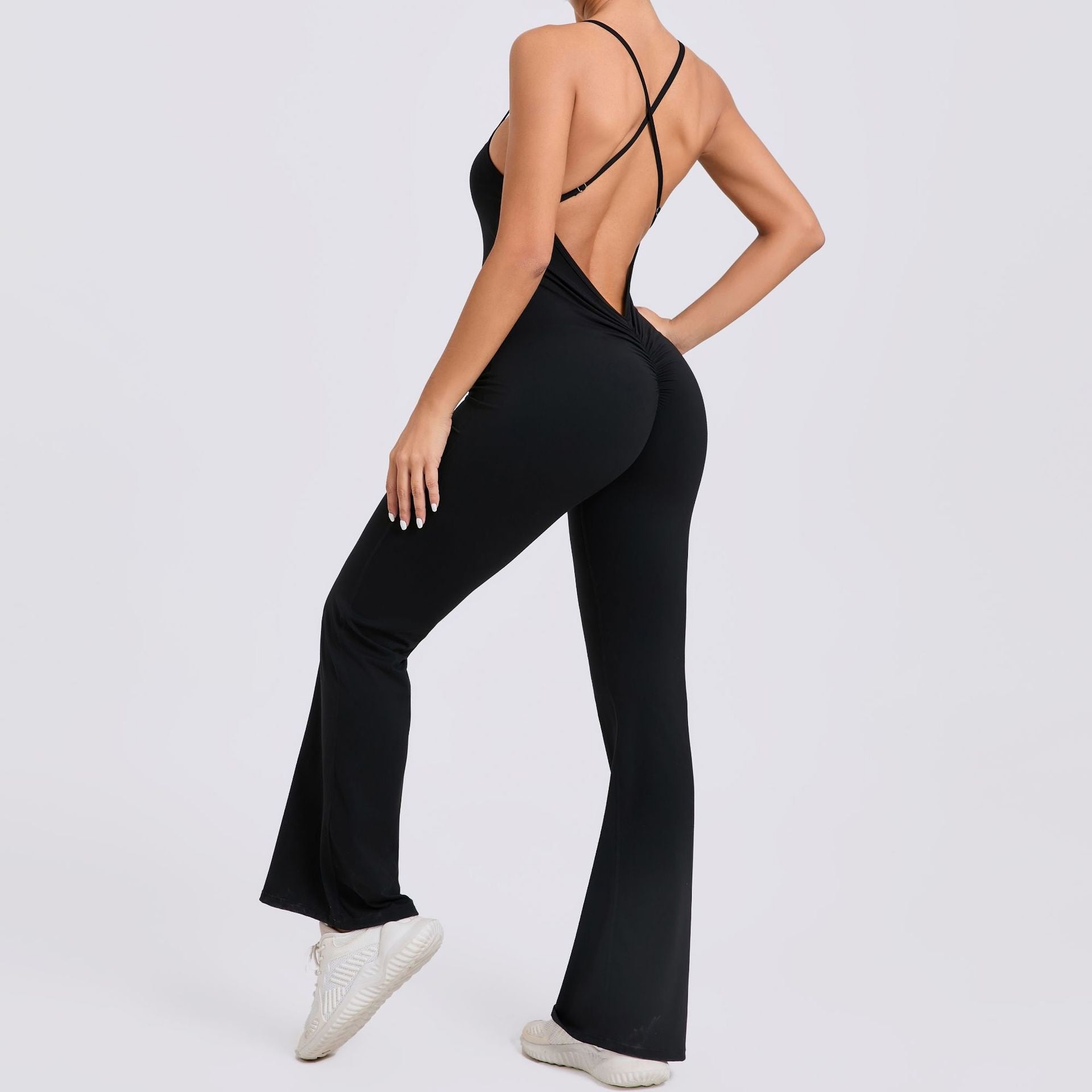 Adjustable Shoulder Strap Horn Yoga Jumpsuit