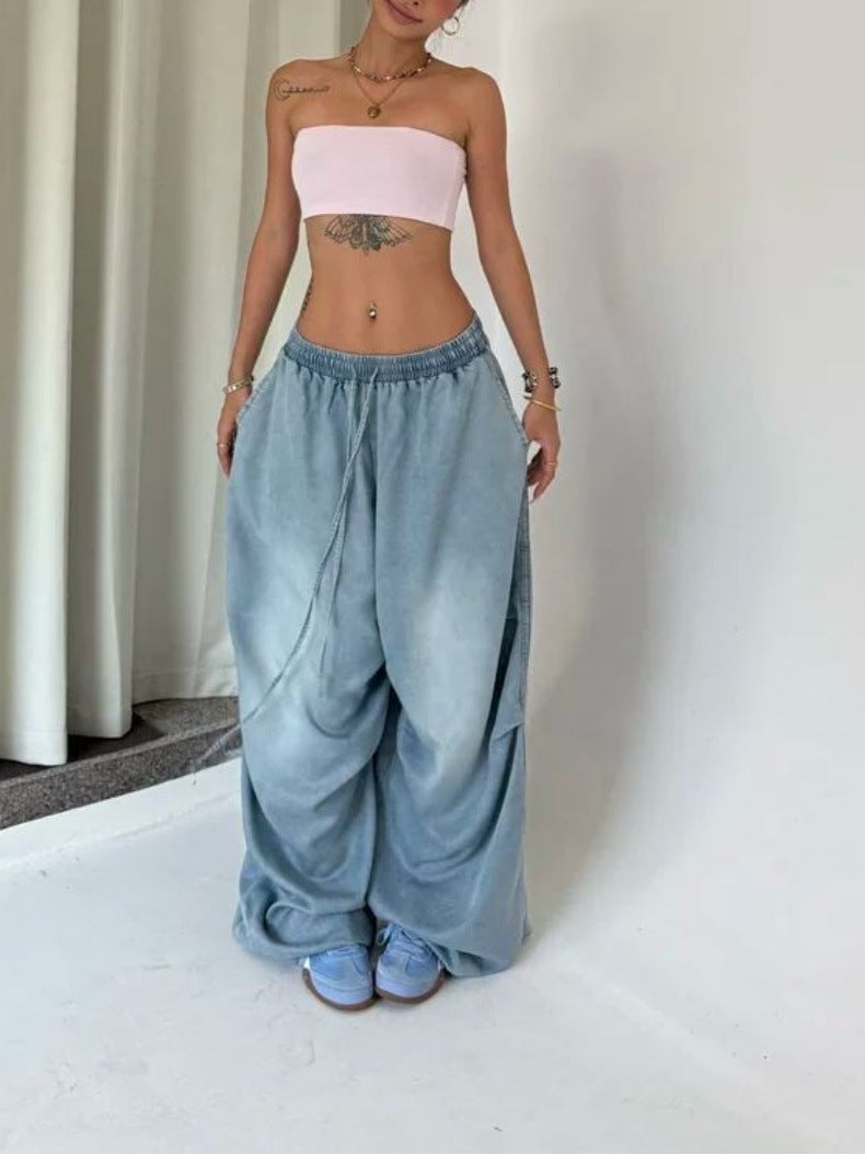 Retro High Street Wide Leg Loose Jeans