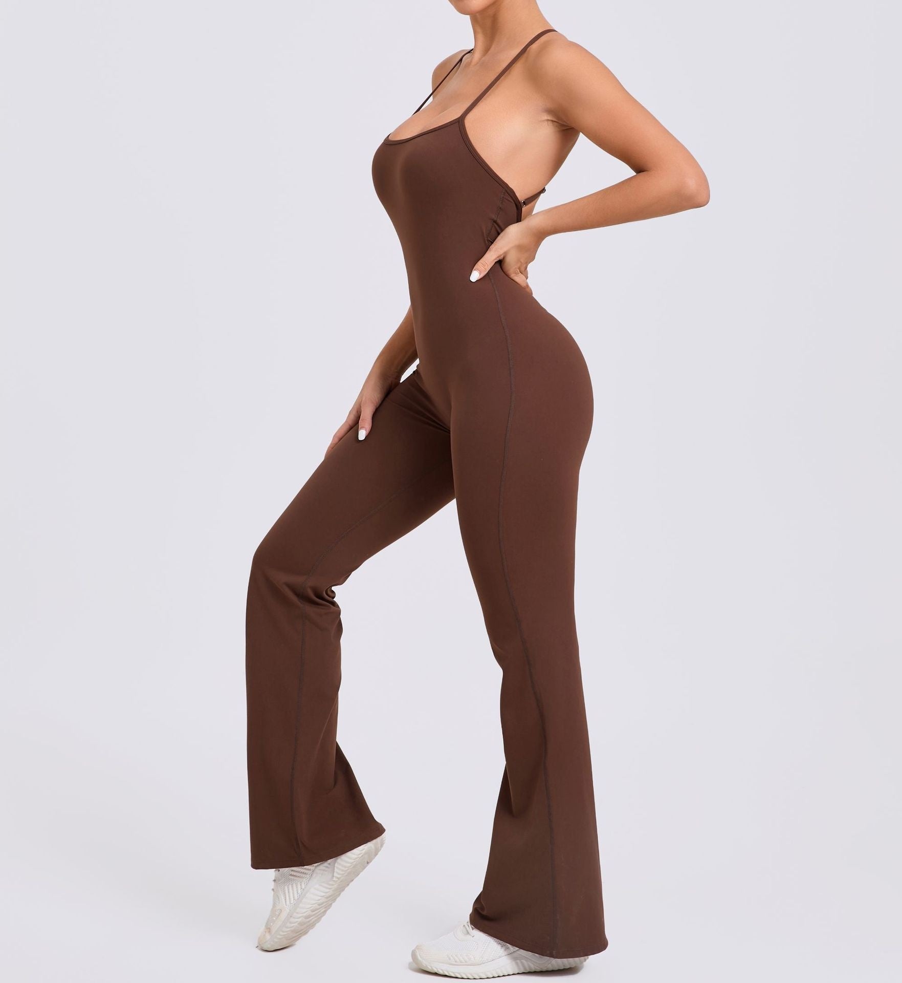 Adjustable Shoulder Strap Horn Yoga Jumpsuit