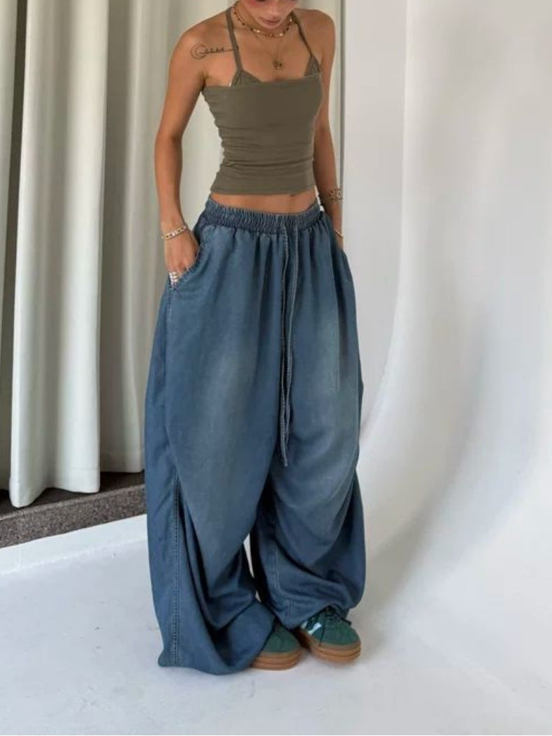 Retro High Street Wide Leg Loose Jeans