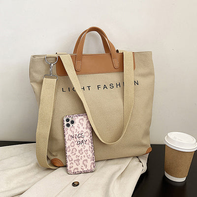Canvas Shoulder Bag Women Ins Fashion Messenger Crossbody Bags Large Capacity Totes Handbag