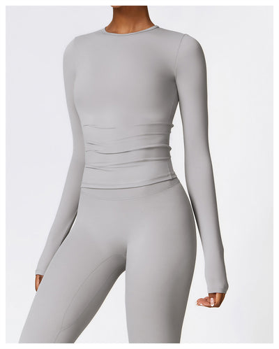 Tight-fitting Brushed Yoga Suit Quick-drying Fitness Clothes  Fitness Long Sleeve Tracksuits Sports Suit Gym Top High Waist Leggings Women Sets Yoga Set
