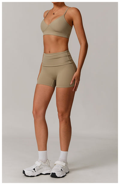 Fold High-waist Quick-drying Yoga Shorts Women's Sports