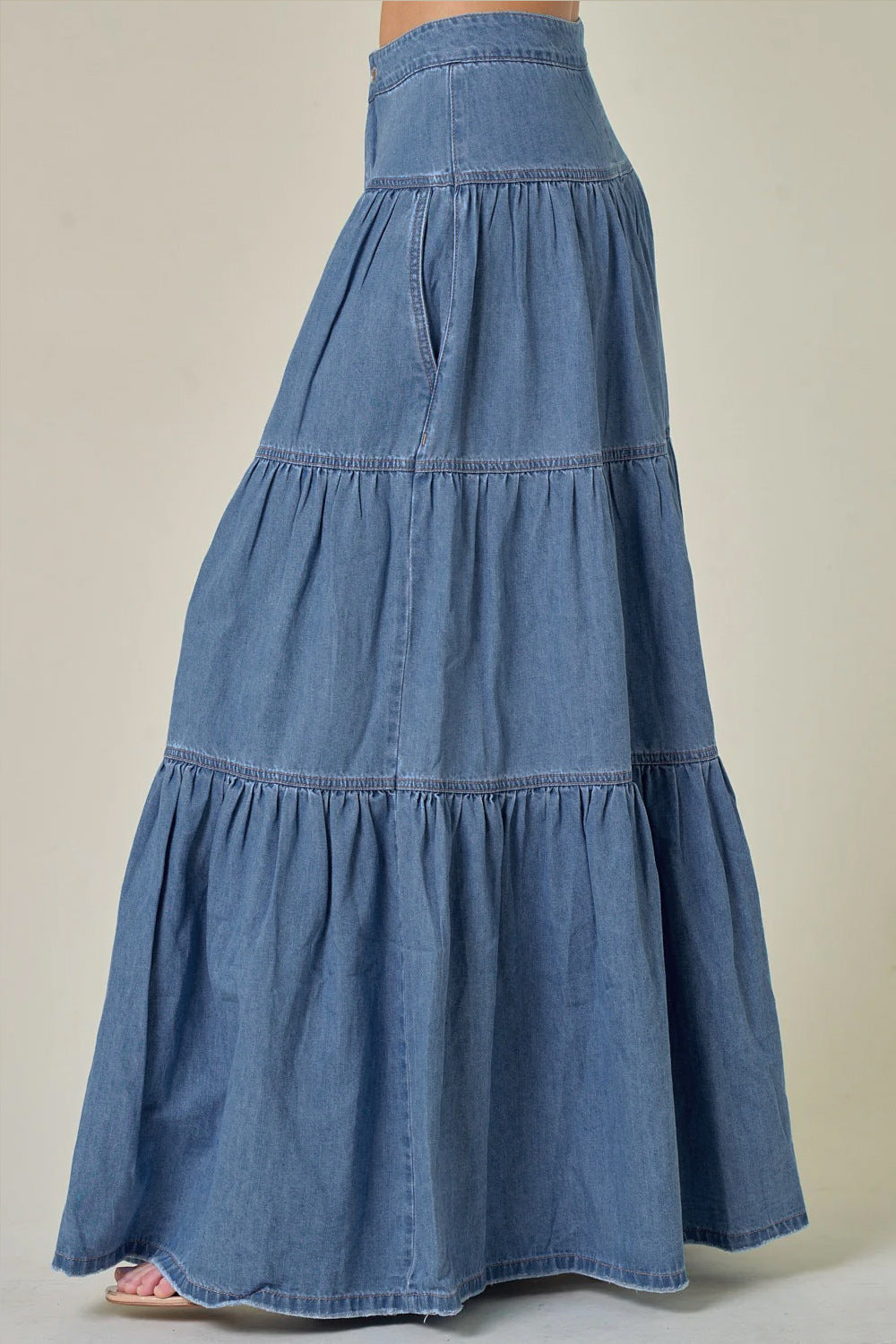 Low Waist Distressed Vacation Style Cake All-matching Jeans Skirt