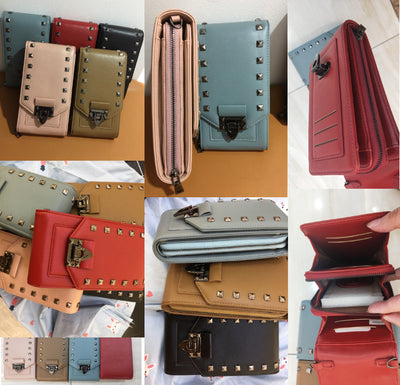 Rivet Design Shoulder Bags Mobile Phone Handbag Solid Color Crossbody Bags Women