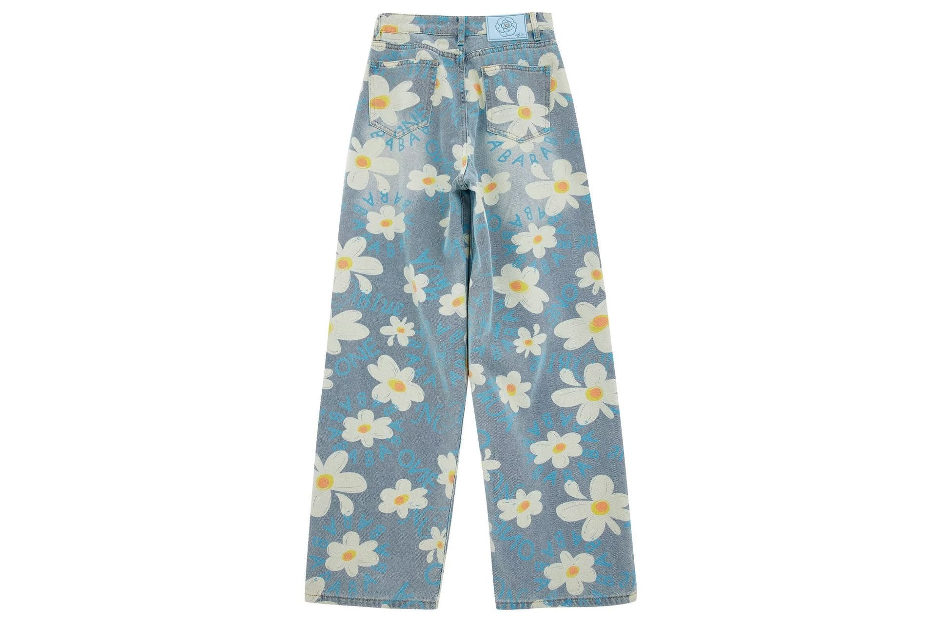 New Summer Printed Floral Wide-leg Washed Jeans For Women
