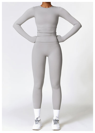 Tight-fitting Brushed Yoga Suit Quick-drying Fitness Clothes  Fitness Long Sleeve Tracksuits Sports Suit Gym Top High Waist Leggings Women Sets Yoga Set