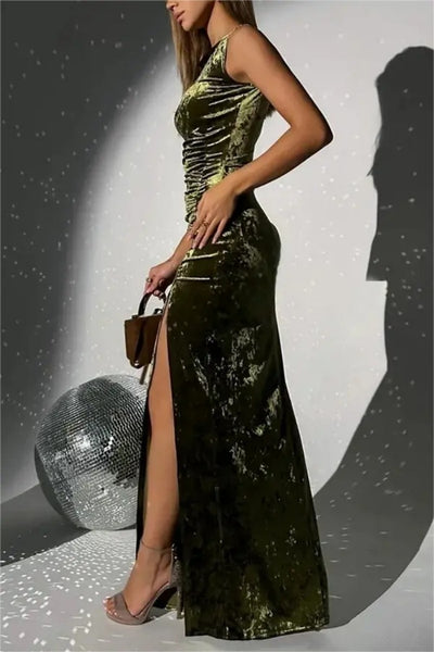 Womens Velvet Evening Gown Long Dress