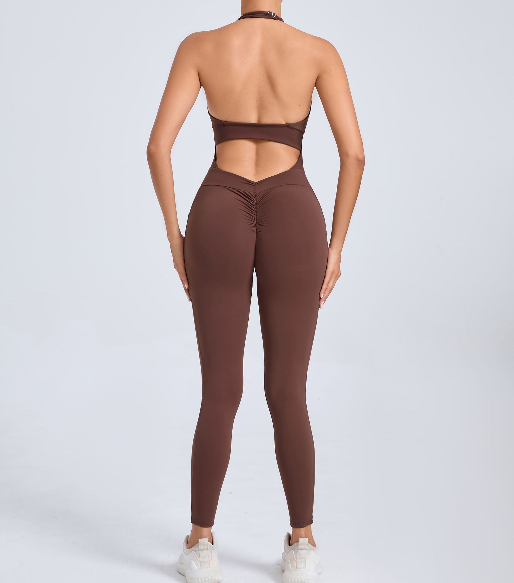 European And American Halter Side Pockets Yoga Jumpsuit