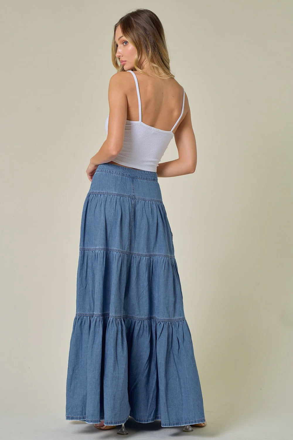 Low Waist Distressed Vacation Style Cake All-matching Jeans Skirt