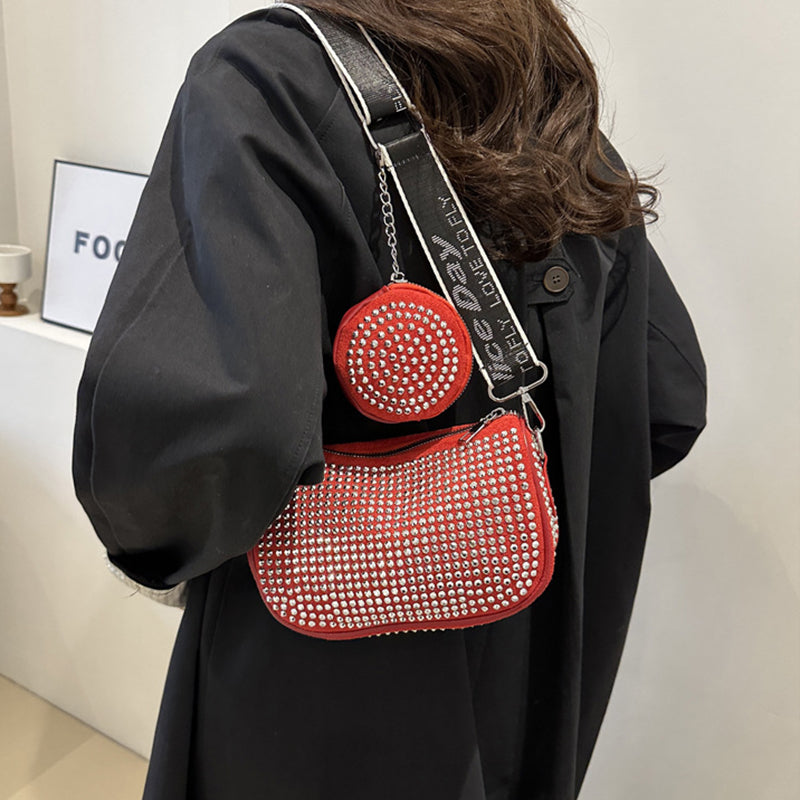 Rhinestone Shoulder Bag With Small Purse Fashion Party Underarm Crossbody Bag For Women Luxury Designer Bags