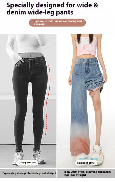 Gradient Color High Waist Wide Leg Jeans For Women Loose-fitting Mopping Pants