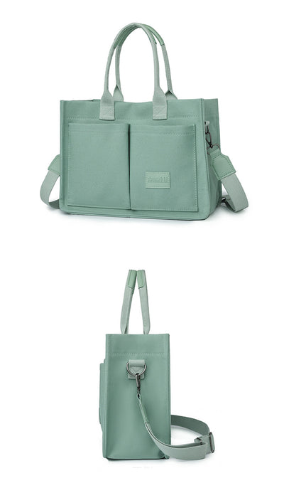 New Canvas Shoulder Bag Women Large Capacity Multi-pocket Handbags Casual Crossbody Shopper Bags For Students