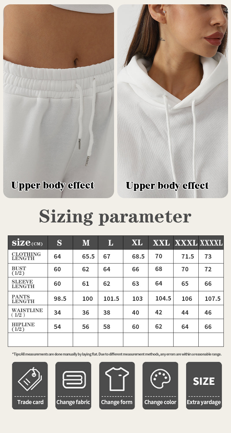 Women's Fashionable Casual Solid Color Long Sleeved Sweatshirt Set