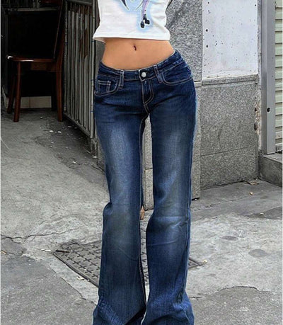 Women's Street Style Low Waist Slim Flared Jeans