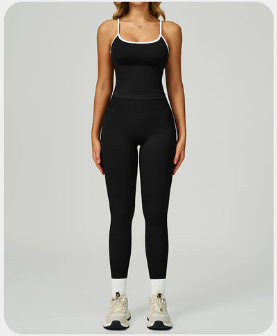 Women's Vest And Pants Color-blocking Yoga Set