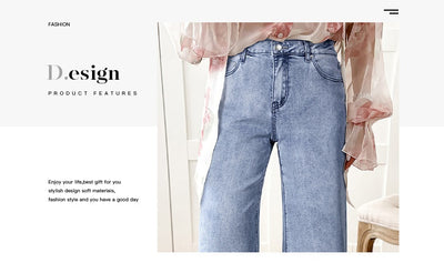 Women's High Waist Casual Loose Solid Color Jeans