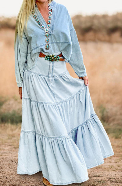 Low Waist Distressed Vacation Style Cake All-matching Jeans Skirt